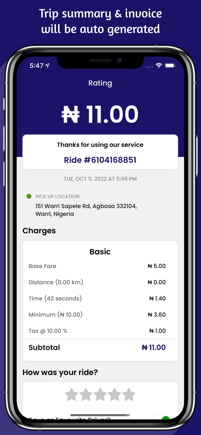 Farerun Request a Ride