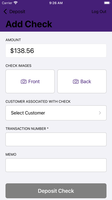 CFCU Business Mobile Deposit Screenshot
