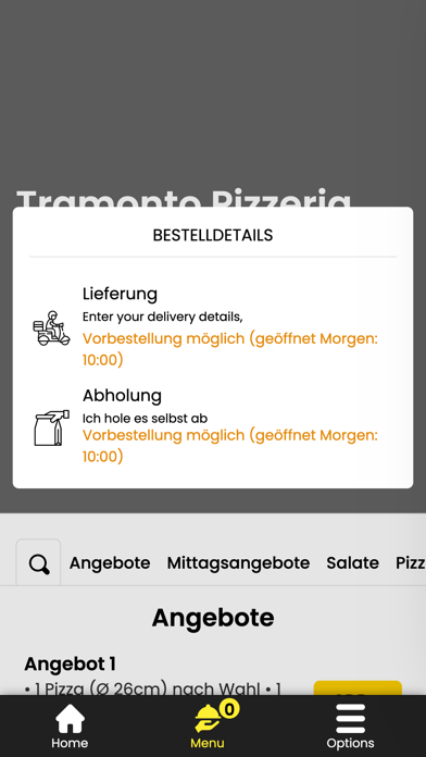 Tramonto Pizzeria Screenshot
