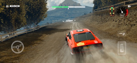 Rally One : Race to glory - Observe the app's detailed off-road racing environments, featuring mountainous terrain and essential in-race indicators like the total time elapsed.