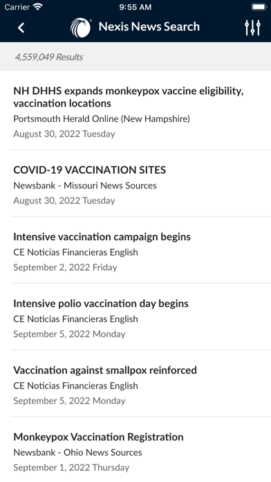 Nexis® News Search Screenshot