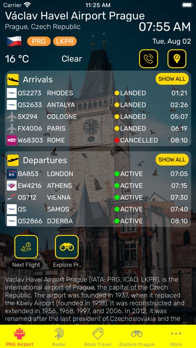 Prague Airport (PRG) + Radar Screenshot