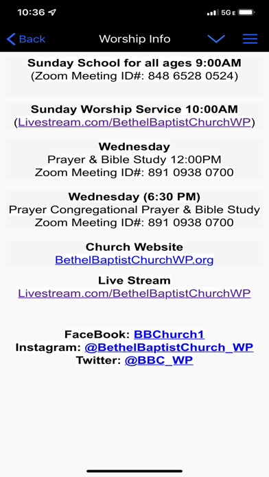 Bethel Baptist Church App Screenshot