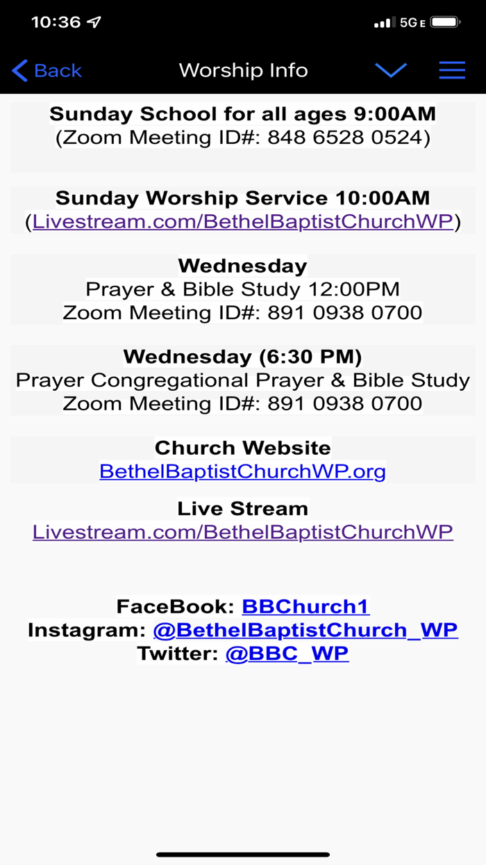 Bethel Baptist Church App