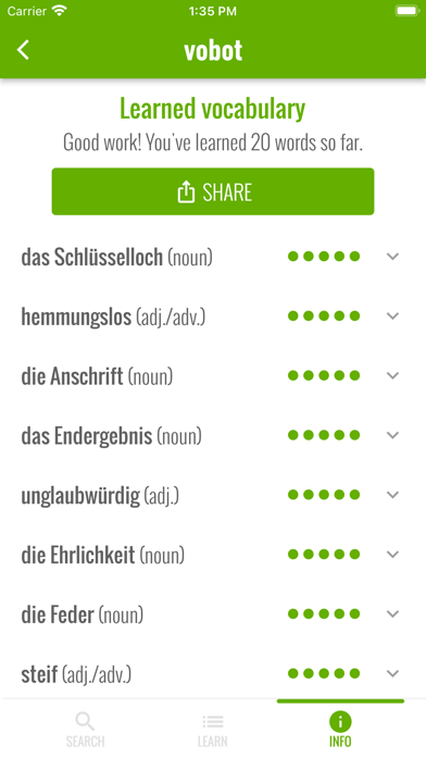 vobot German vocab trainer Screenshot