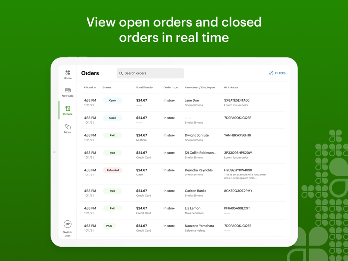Clover Go - Dashboard and POS