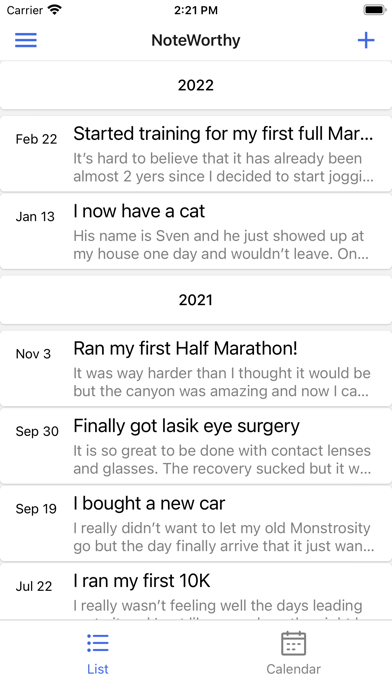 NoteWorthy - Events Screenshot