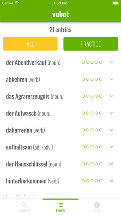 vobot German vocab trainer Screenshot