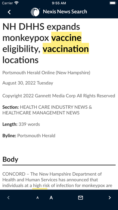 Nexis® News Search Screenshot