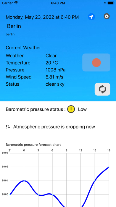 Barometric pressure forecast Screenshot