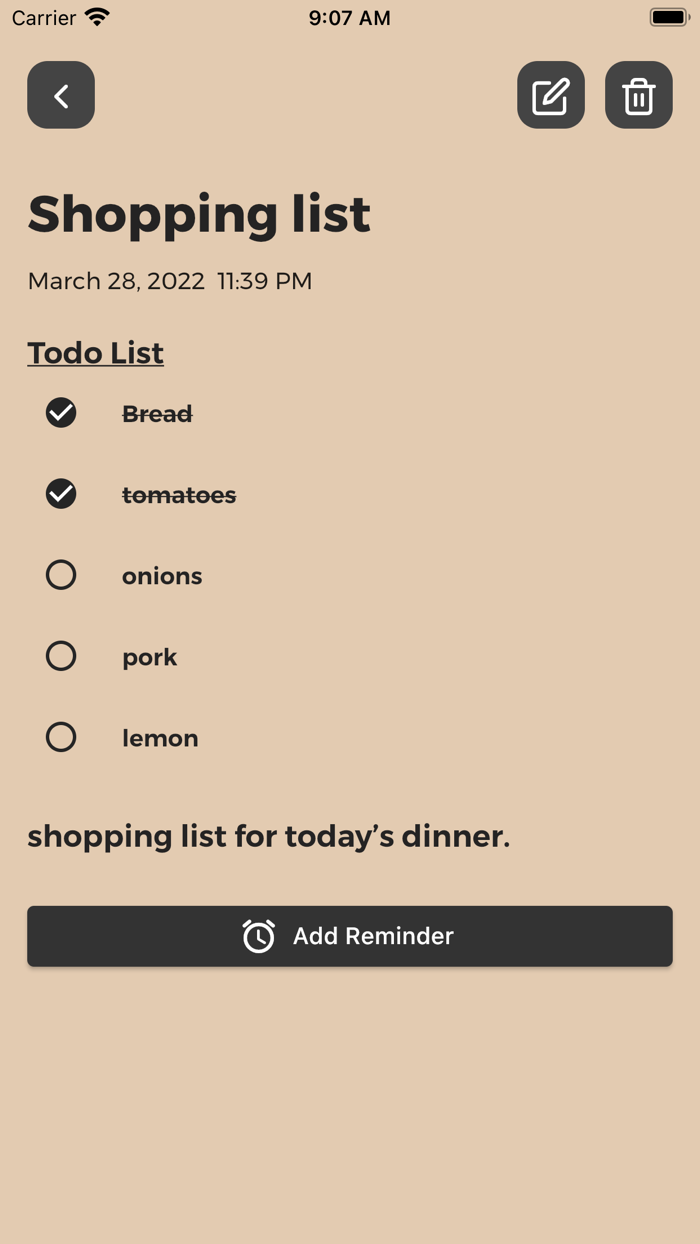 Onlynotememocheck listnotes