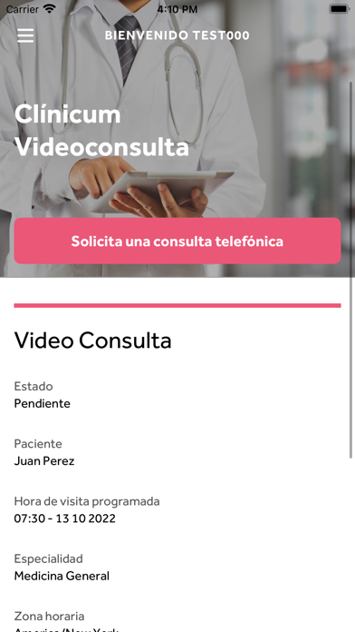 Clínicum Videoconsulta Screenshot