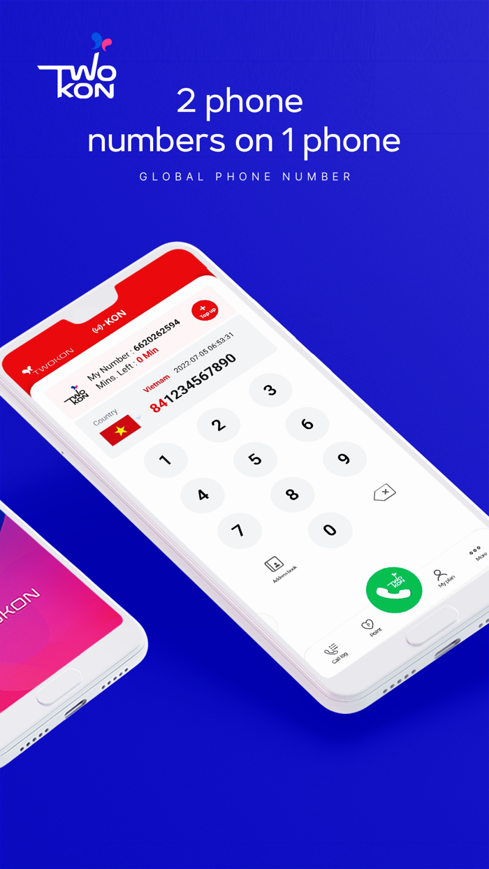 Twokon overseas phone number