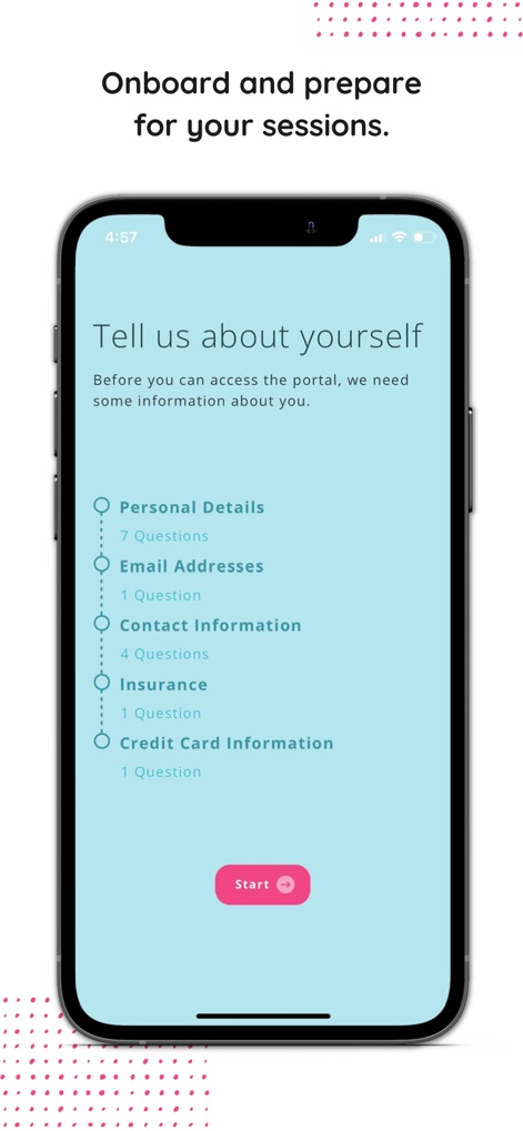 MYIO - The app streamlines initial setup, guiding users through a structured form for personal details and collecting crucial information such as insurance and credit card details.