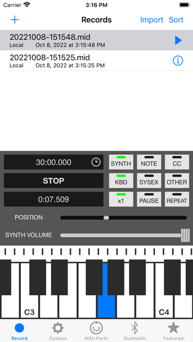 Screenshot #2 pour MIDI Recorder with E.Piano