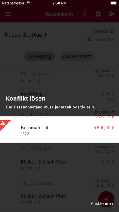 Simba Direkt Kassenbuch Screenshot