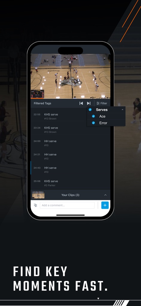 Hudl - Die App vereinfacht die Navigation durch Videos, indem sie eine gefilterte Liste relevanter Spielzüge anzeigt und präzise Filteroptionen zur schnellen Identifizierung spezifischer Aktionen bietet.