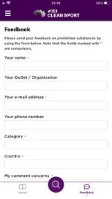 FEI CleanSport Database screenshot
