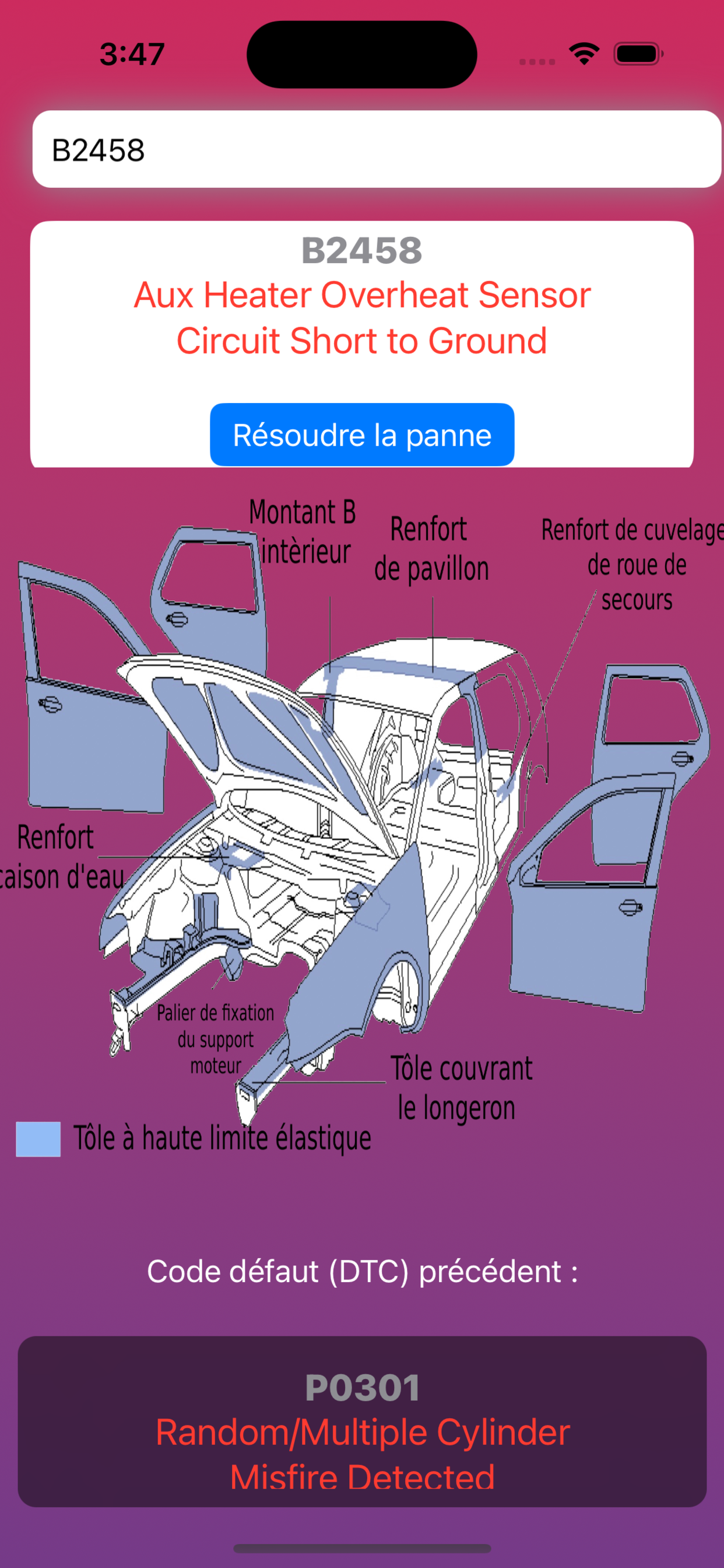 ScanDTC, Code OBD, Code défaut