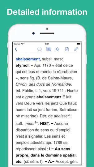 Capture d'écran de French Etymological Dictionary sur iPhone 2