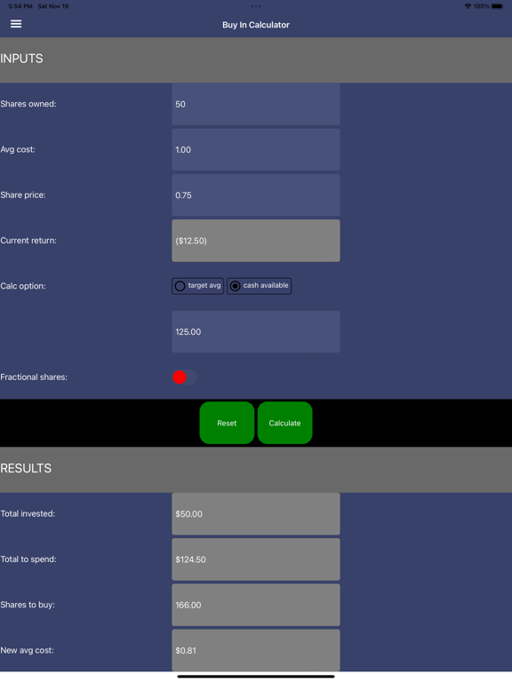 Buy in Calculator iPad screenshot