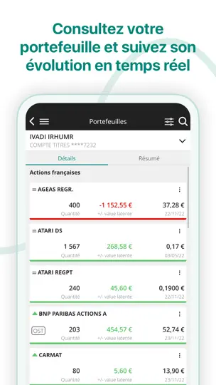 Capture d'écran de Bourse BNP Paribas sur iPhone 1