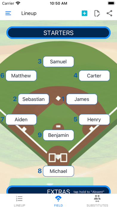 Baseball Lineup Cards Screenshot