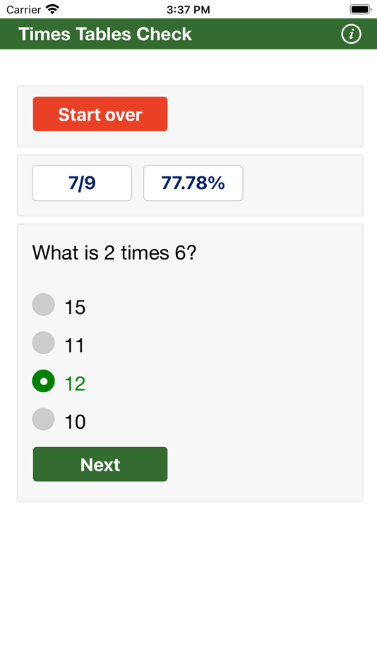 #2. Times Tables Test (iOS) بواسطة: H Valeur