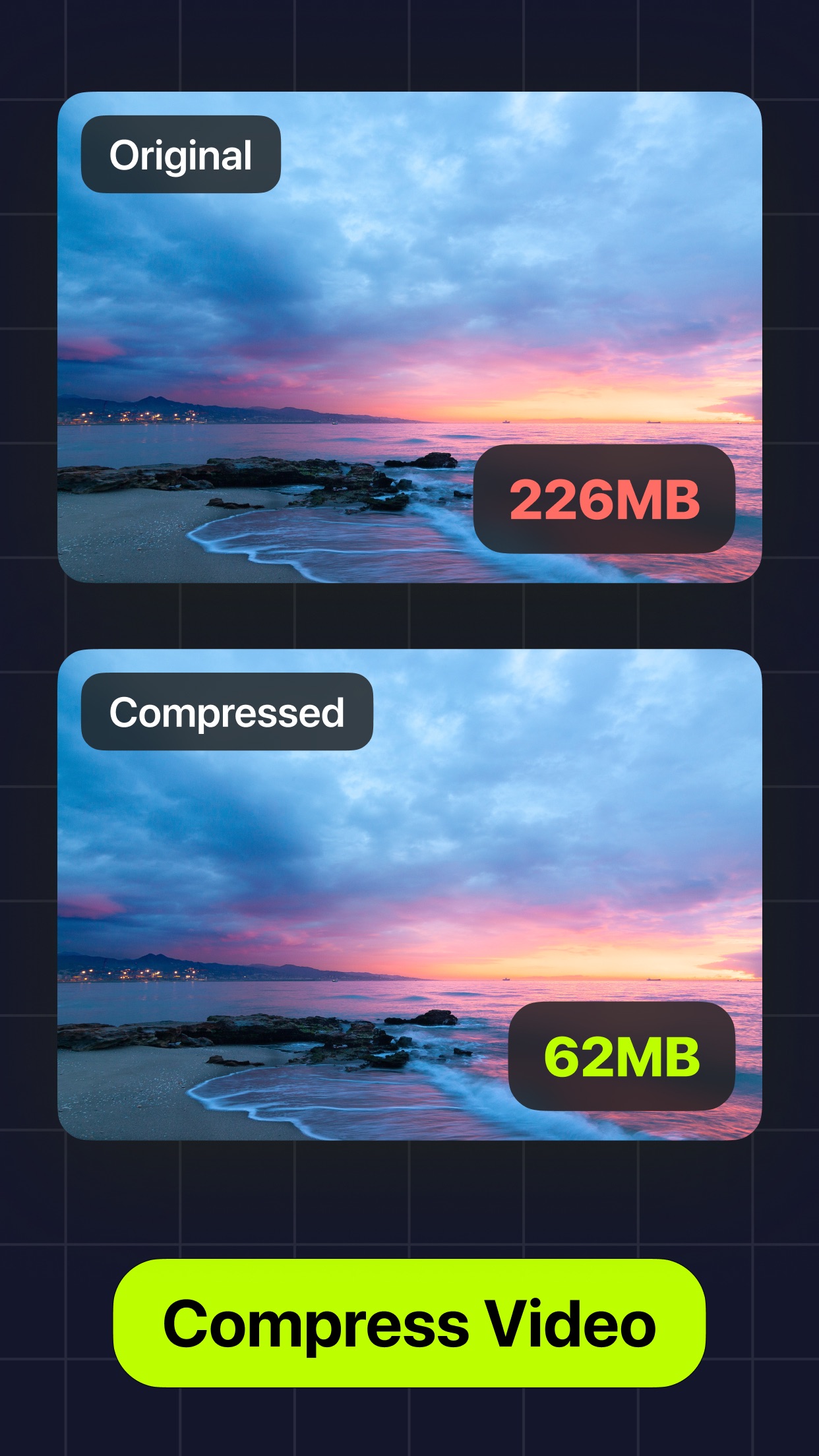 Screenshot do app Video Compressor･