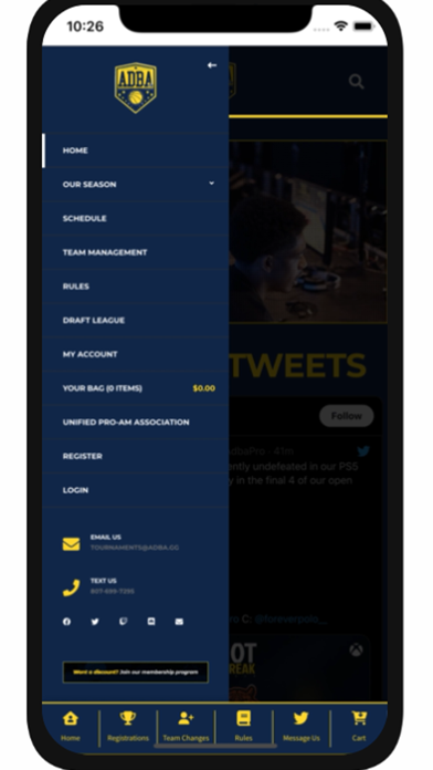 ADBA Leagues Screenshot