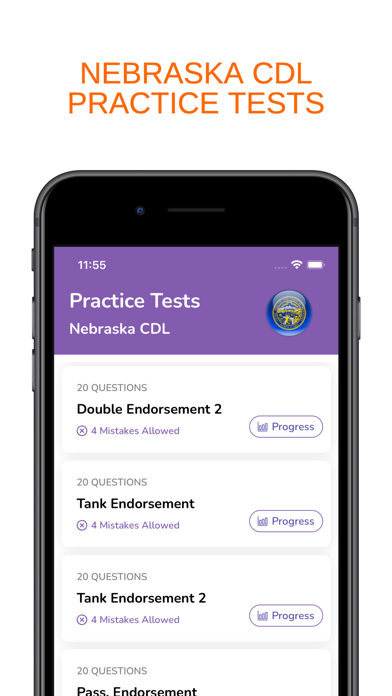 Nebraska NE CDL Permit Prep Screenshot