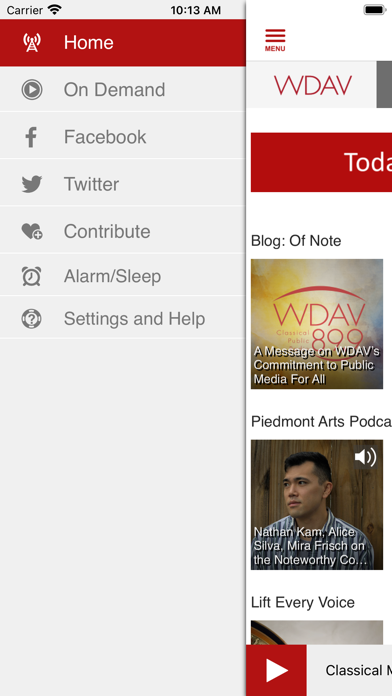 WDAV Classical Public Radio Screenshot