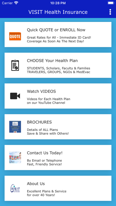 VISIT International Insurance Screenshot