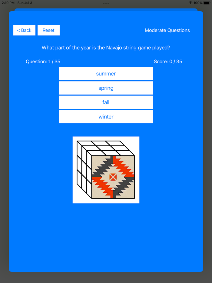 Navajo Quiz Game Application