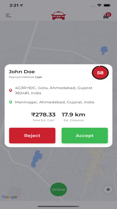 City Taxi Driver App Screenshot