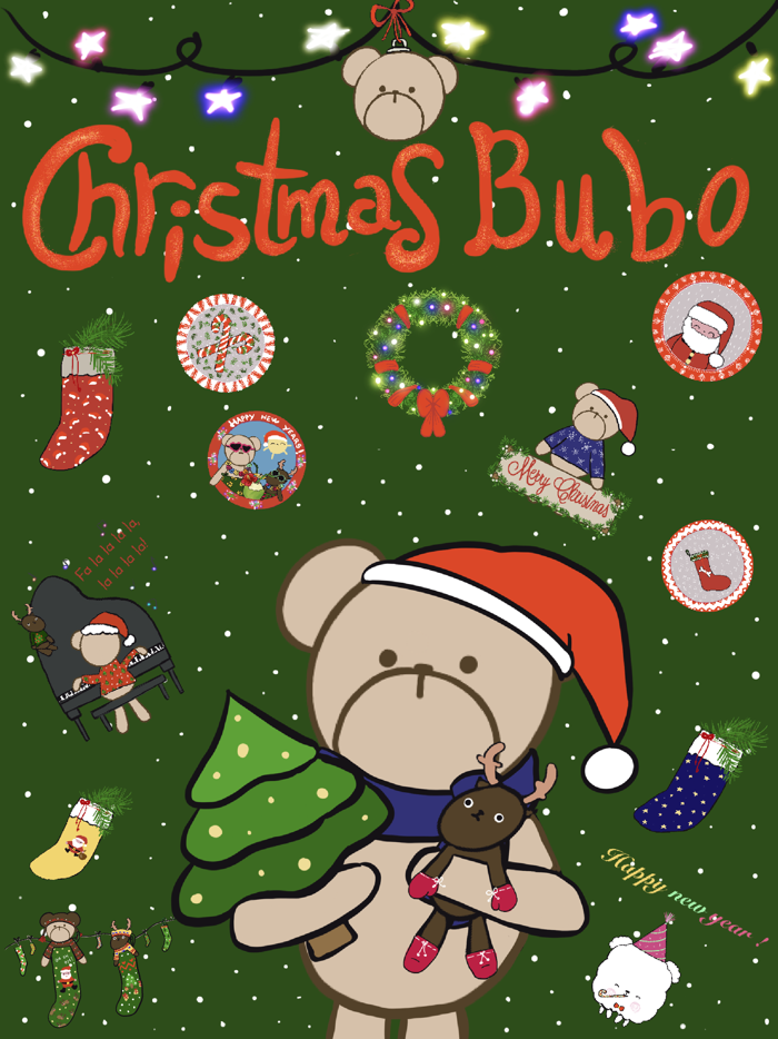 christmas stickers  with bubo