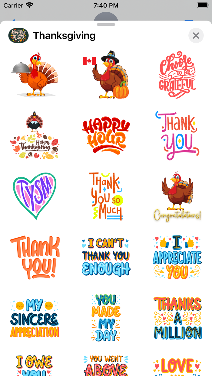 100 Thanksgiving Day Stickers