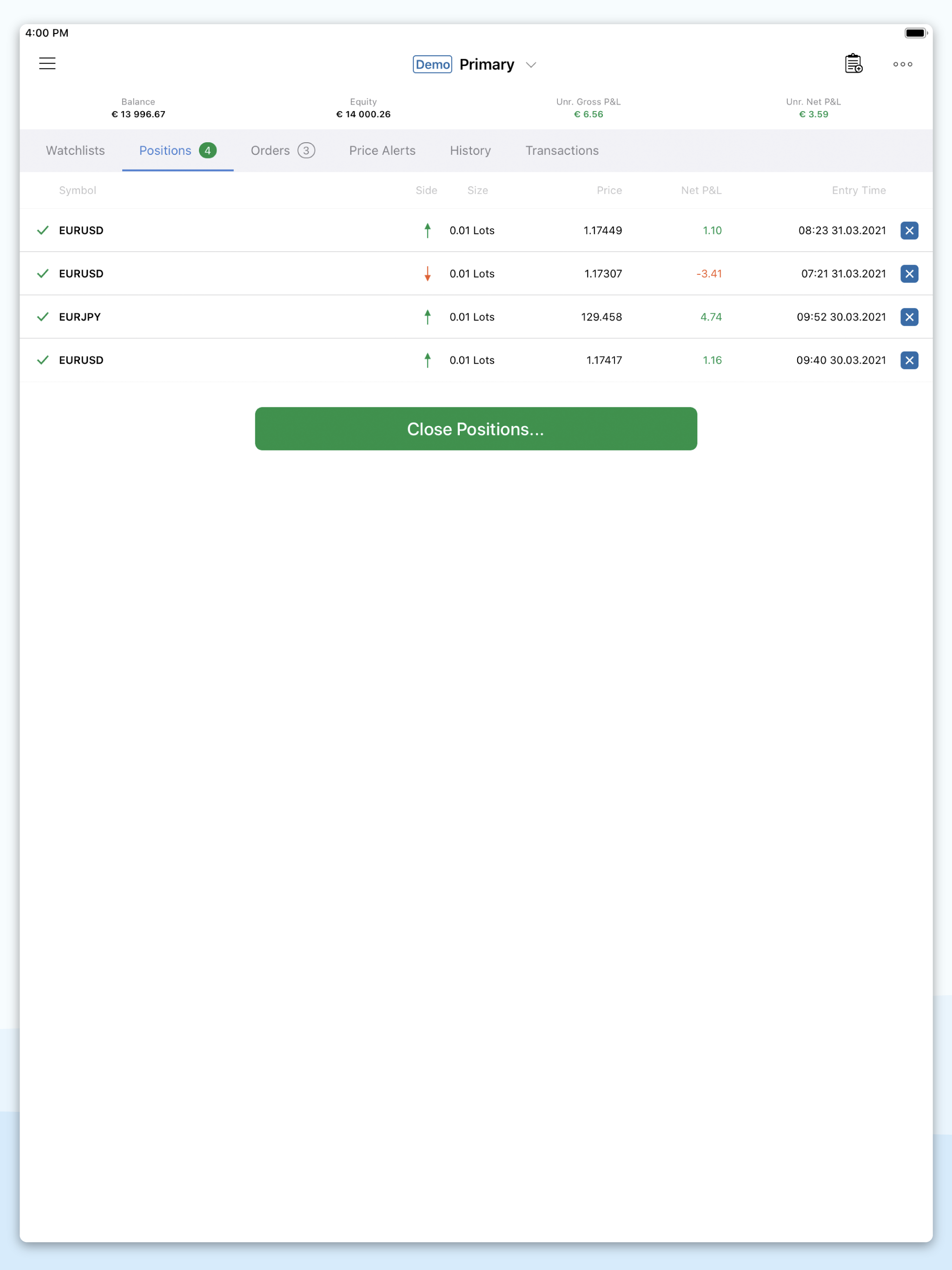 ANANDA cTrader screenshot 9