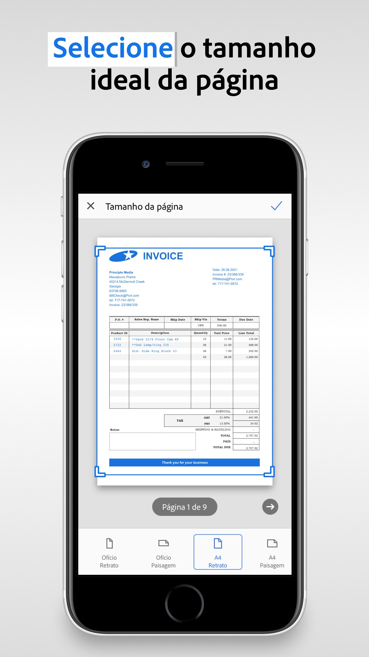 Screenshot do app Adobe Scan: PDF Scanner e OCR