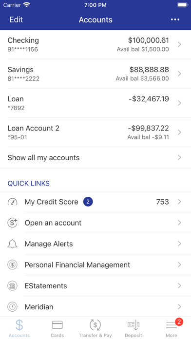 Royal Business Bank Screenshot