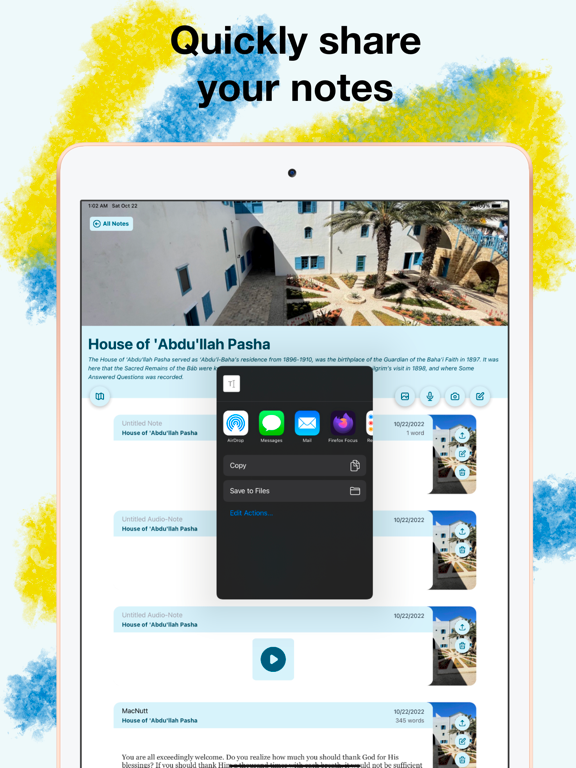 My Bahá’í Pilgrimage Journal iPad screenshot 4 - Productivity app