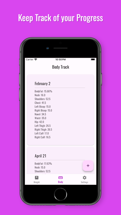 BodyTrack: Fitness Log Screenshot