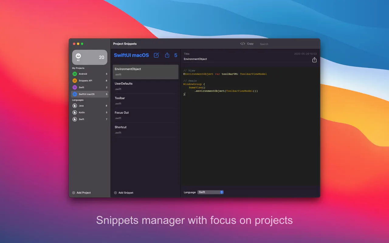 #1. Project Snippets (macOS) Von: Tom Tegelhoff