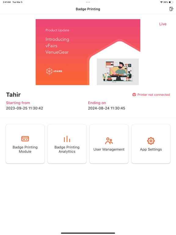 vFairs Badge Printing iPad screenshot 1 - Business app