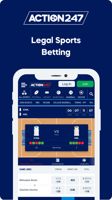 Action 247 Sports Betting App Screenshot