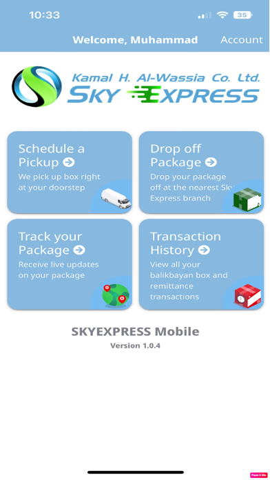 Sky Express Mobile Screenshot