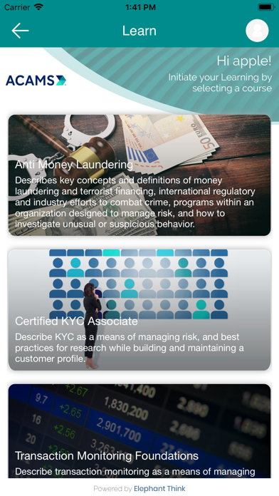 ACAMS-Smart Learning Platform Screenshot
