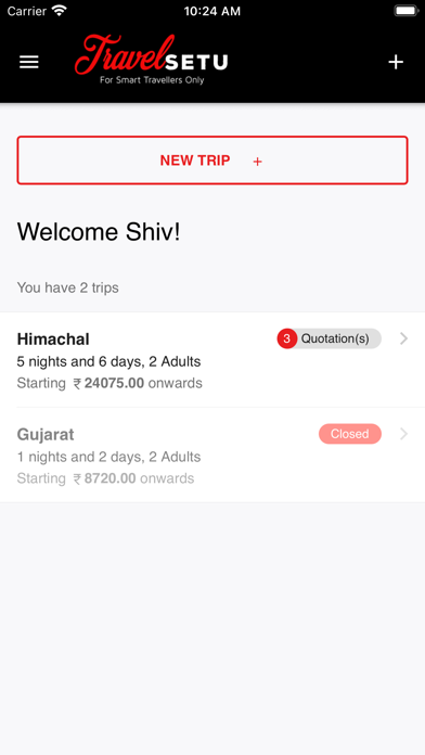 TravelSetu Tour Packages Screenshot