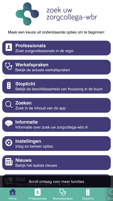 Zoek uw Zorgcollega WBR Screenshot