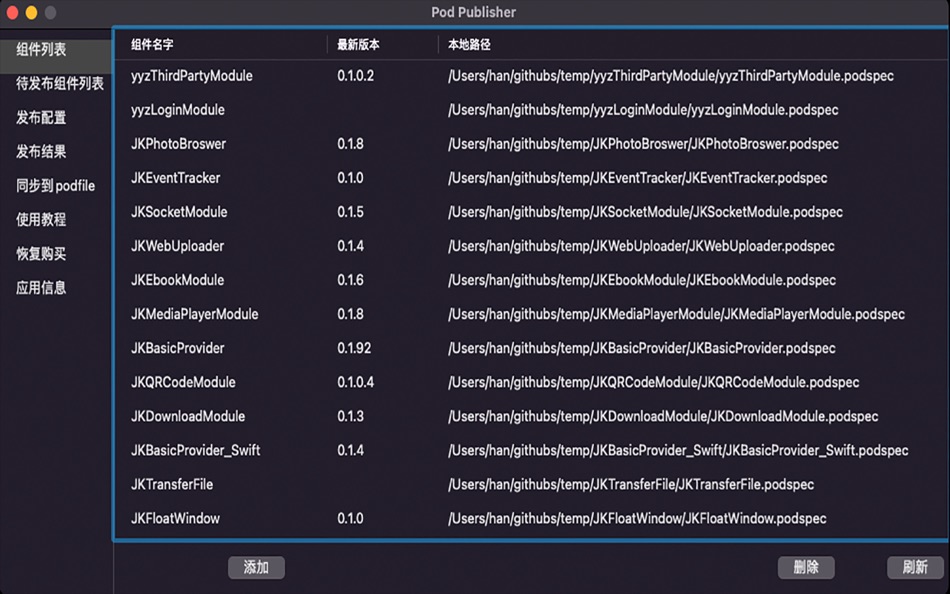 #1. Pod Publisher (macOS) 由: 娇娇 王